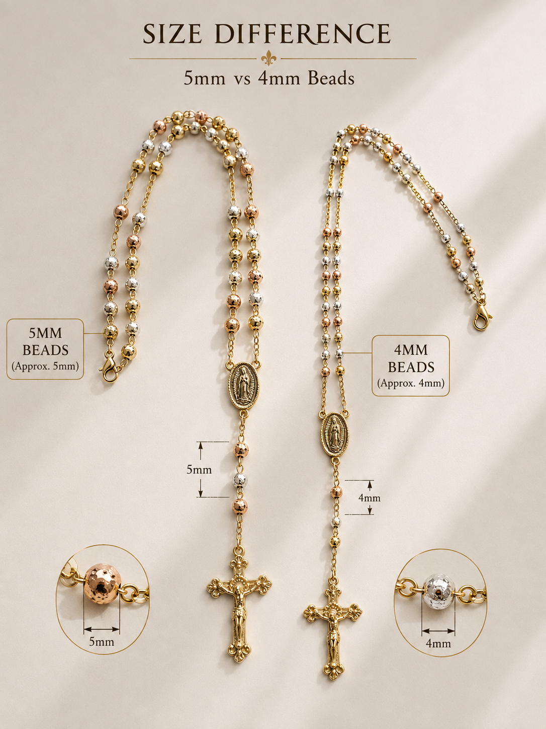 Our Lady of Guadalupe Tri-Color Rosary – 4mm & 5mm Beads