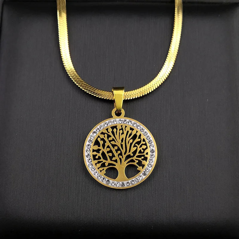 GOLD TREE PENDANT NECKLACE