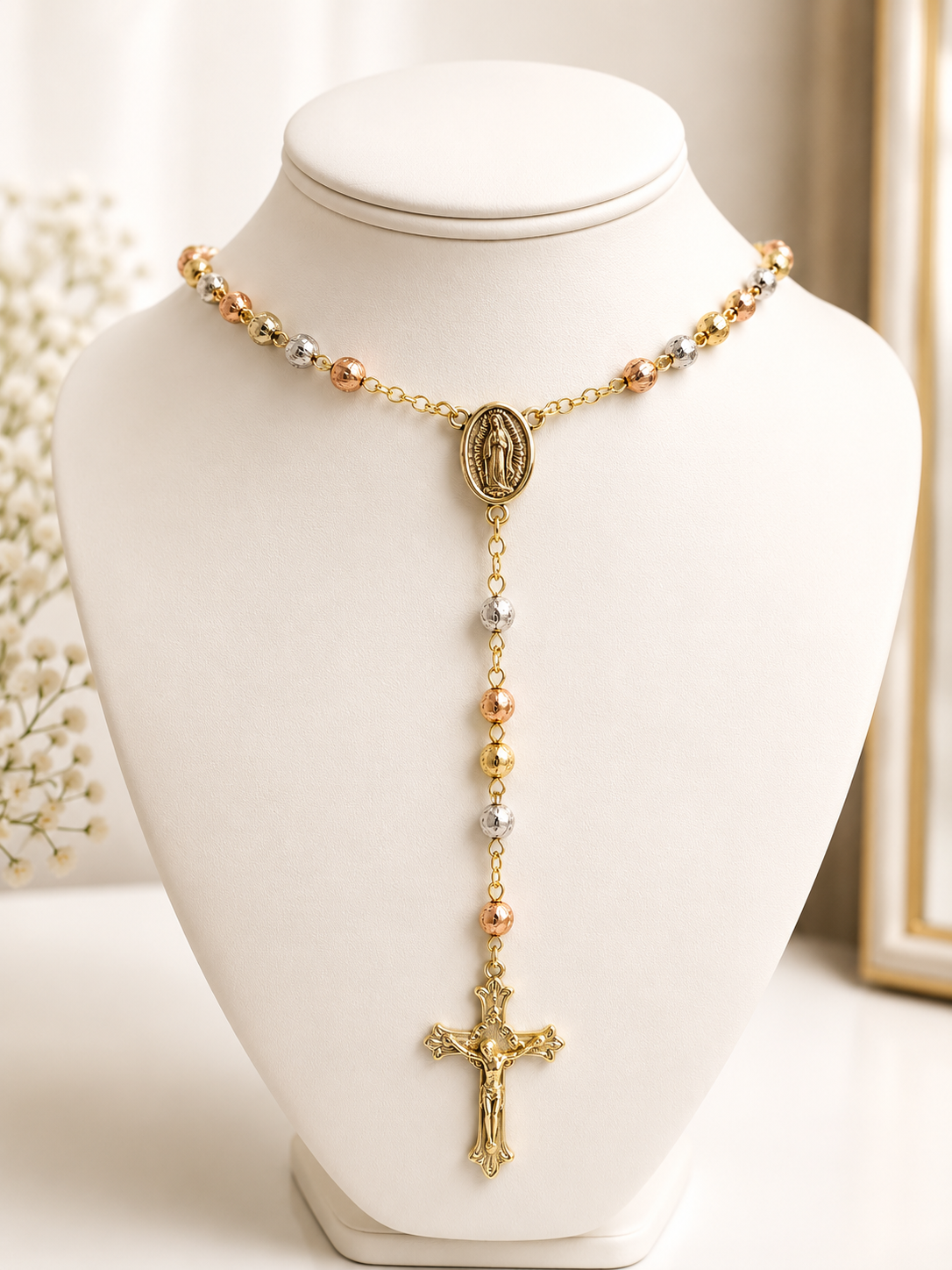 Our Lady of Guadalupe Tri-Color Rosary – 4mm & 5mm Beads