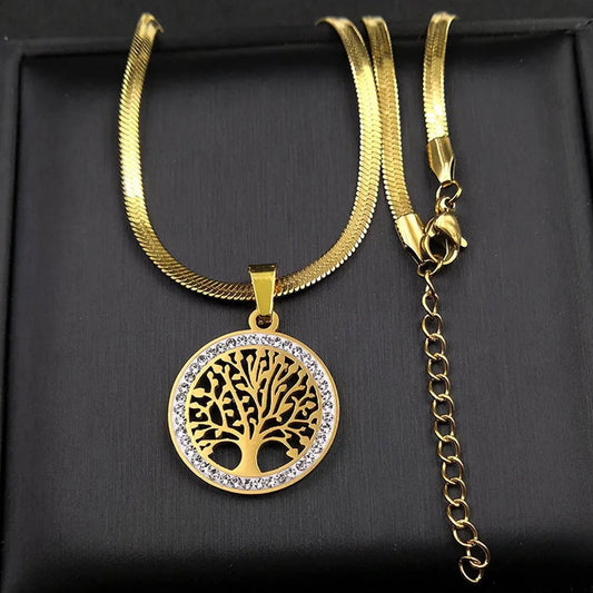 GOLD TREE PENDANT NECKLACE